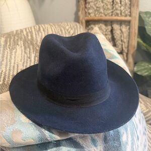 Classic Wide-Brim Floppy Fedora Hat in Deep Navy
